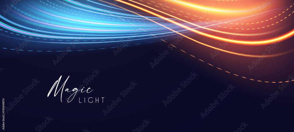 Naklejka premium Motion light effect. Shining magic background and liquid speed light
