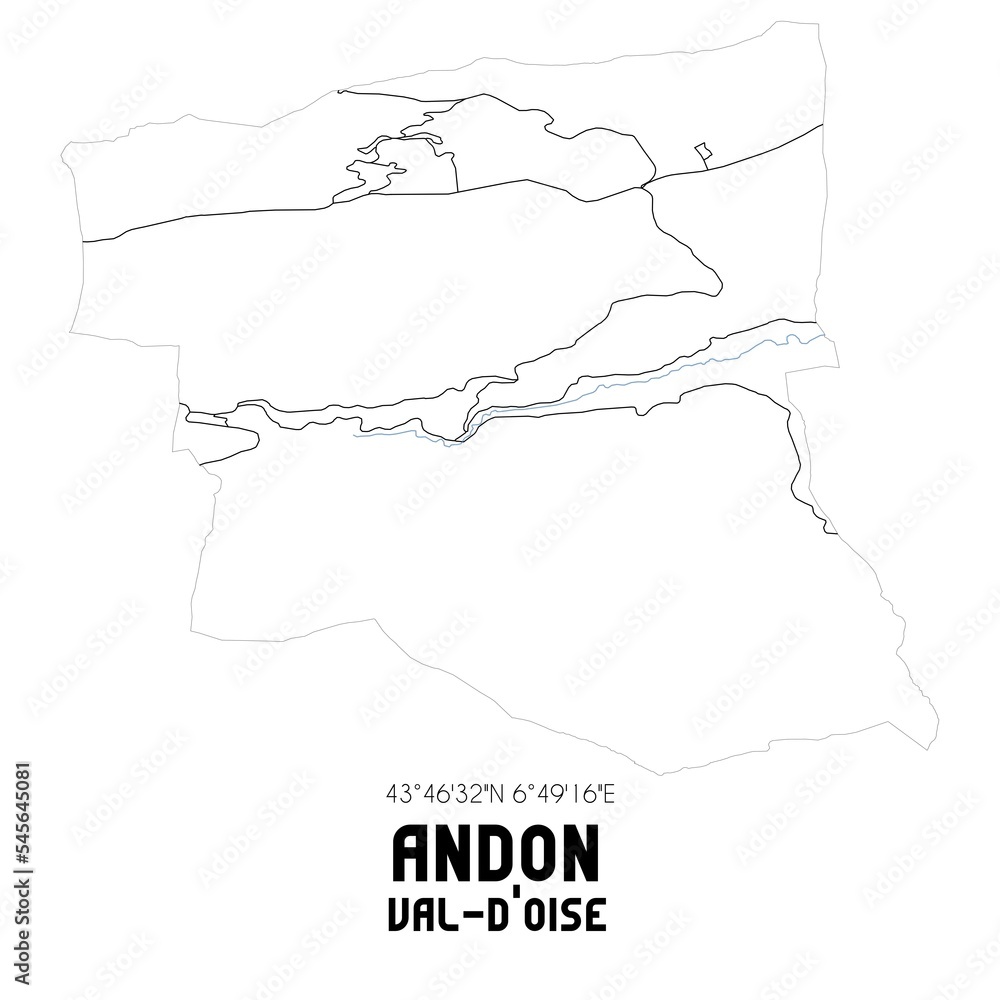 ANDON Val-d'Oise. Minimalistic street map with black and white lines.