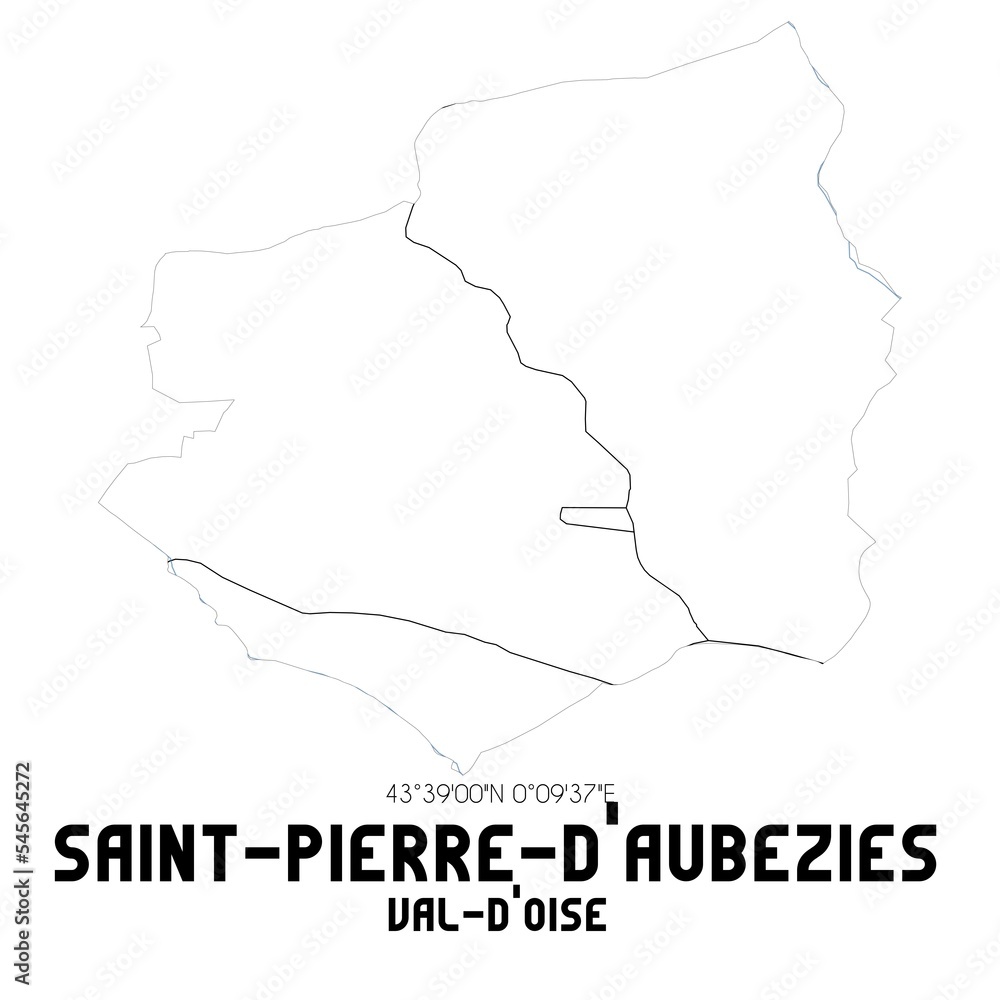 SAINT-PIERRE-D'AUBEZIES Val-d'Oise. Minimalistic street map with black and white lines.