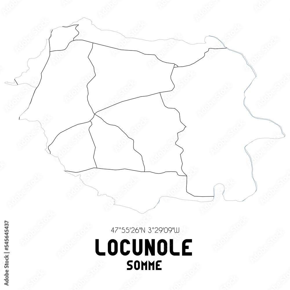 LOCUNOLE Somme. Minimalistic street map with black and white lines.