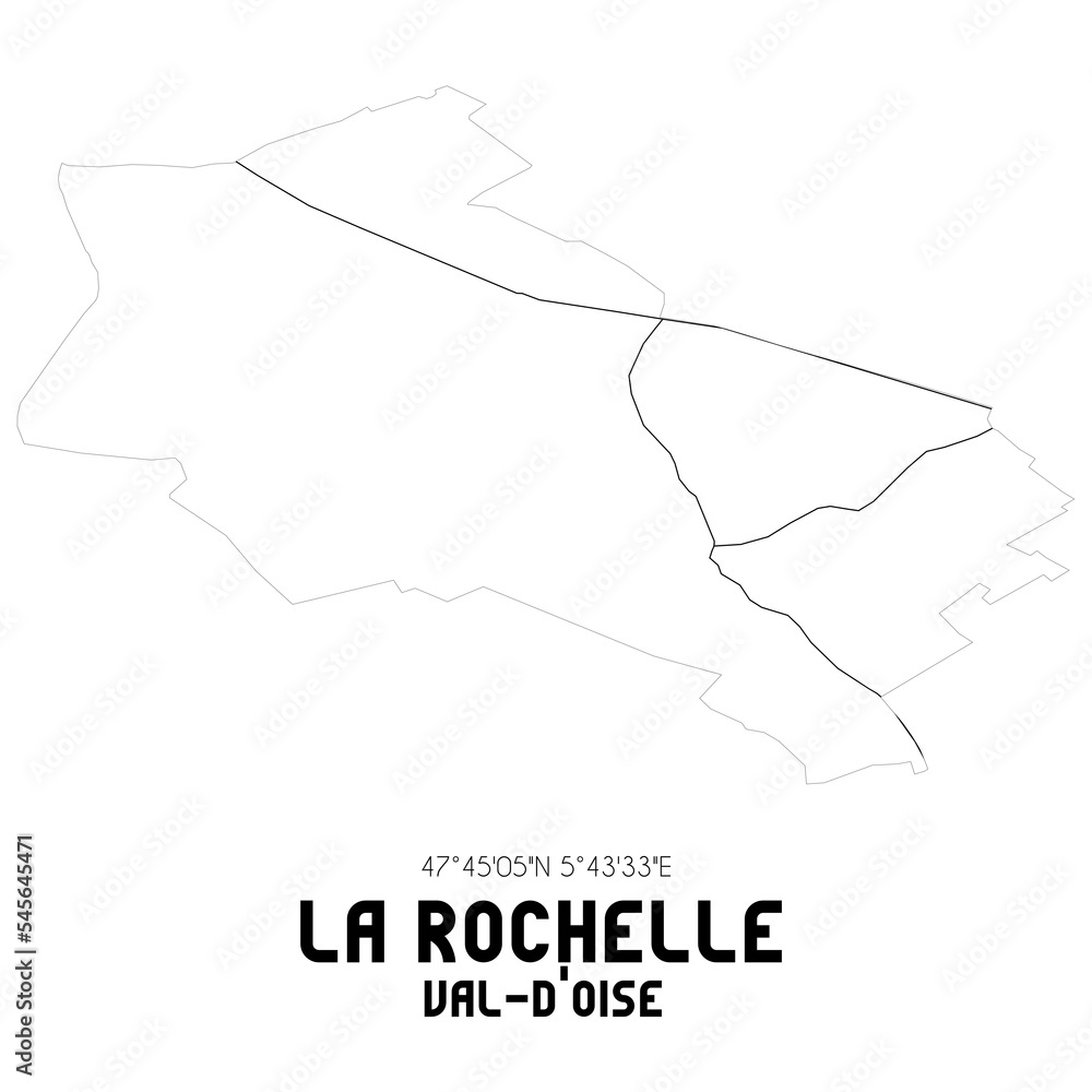 LA ROCHELLE Val-d'Oise. Minimalistic street map with black and white lines. LA ROCHELLE Val-d'Oise. Minimalistic street map with black and white lines.