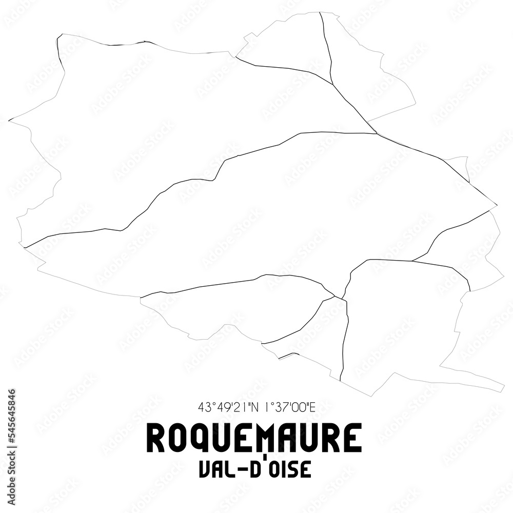 ROQUEMAURE Val-d'Oise. Minimalistic street map with black and white lines. ROQUEMAURE Val-d'Oise. Minimalistic street map with black and white lines.