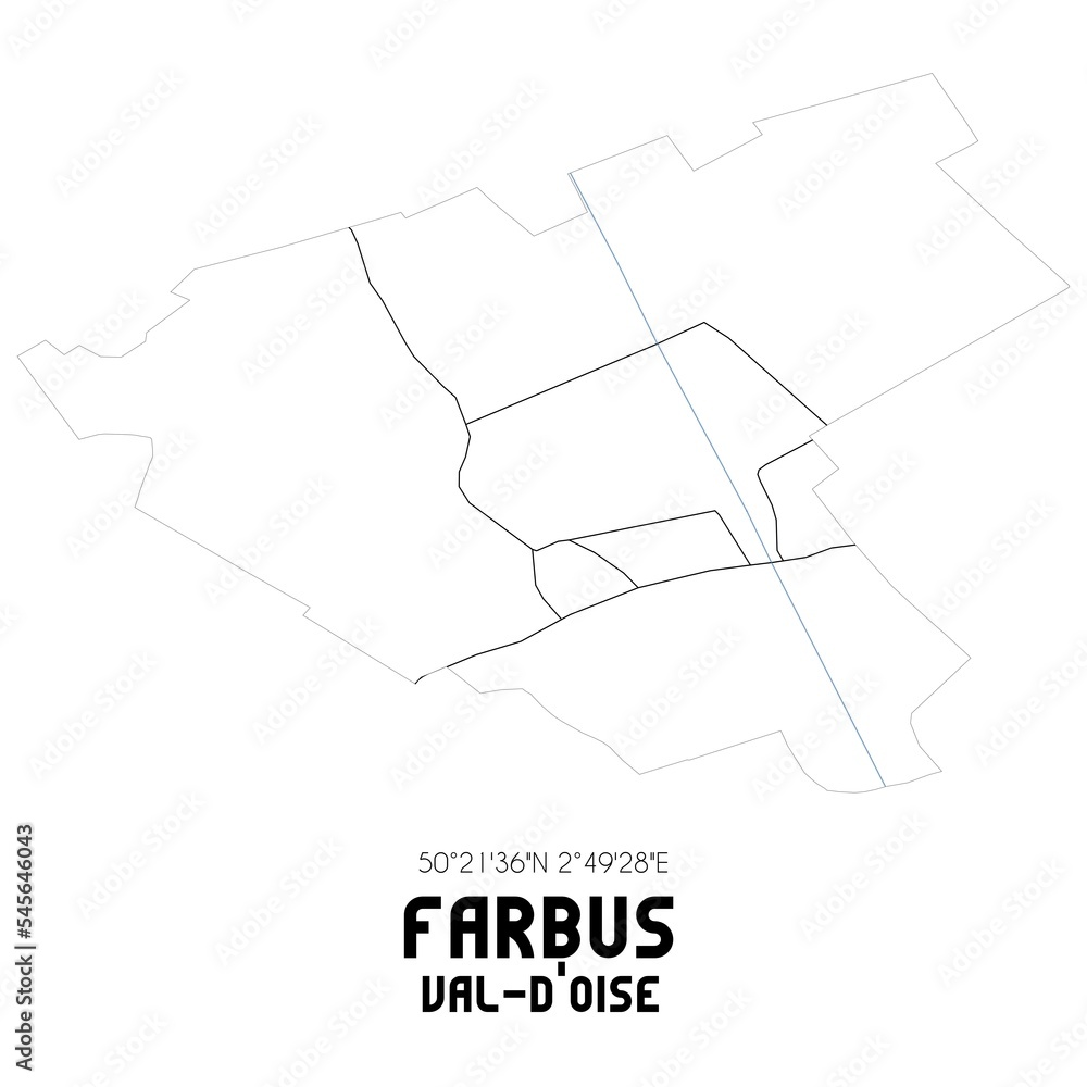 FARBUS Val-d'Oise. Minimalistic street map with black and white lines. FARBUS Val-d'Oise. Minimalistic street map with black and white lines.
