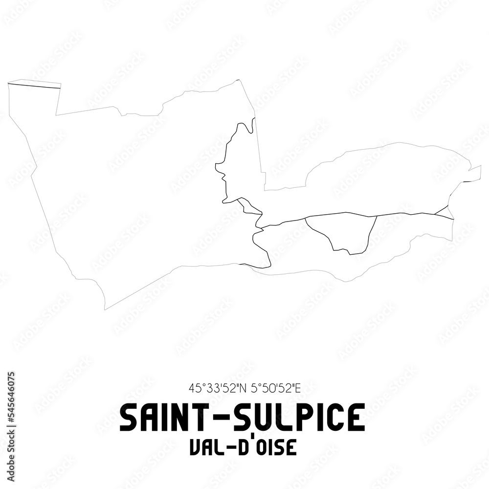 SAINT-SULPICE Val-d'Oise. Minimalistic street map with black and white lines.