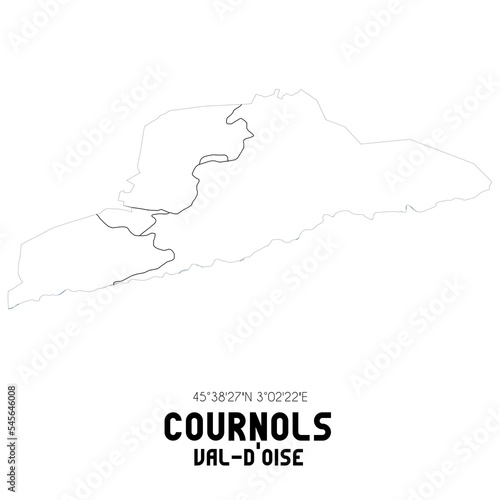COURNOLS Val-d'Oise. Minimalistic street map with black and white lines.
