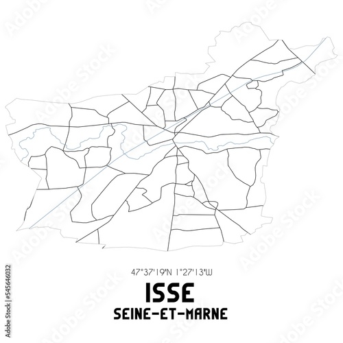 ISSE Seine-et-Marne. Minimalistic street map with black and white lines. photo