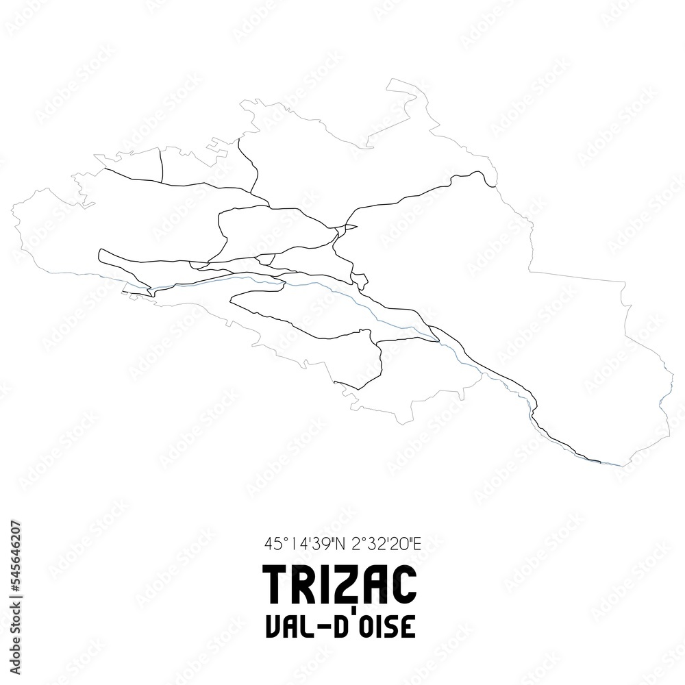 TRIZAC Val-d'Oise. Minimalistic street map with black and white lines.