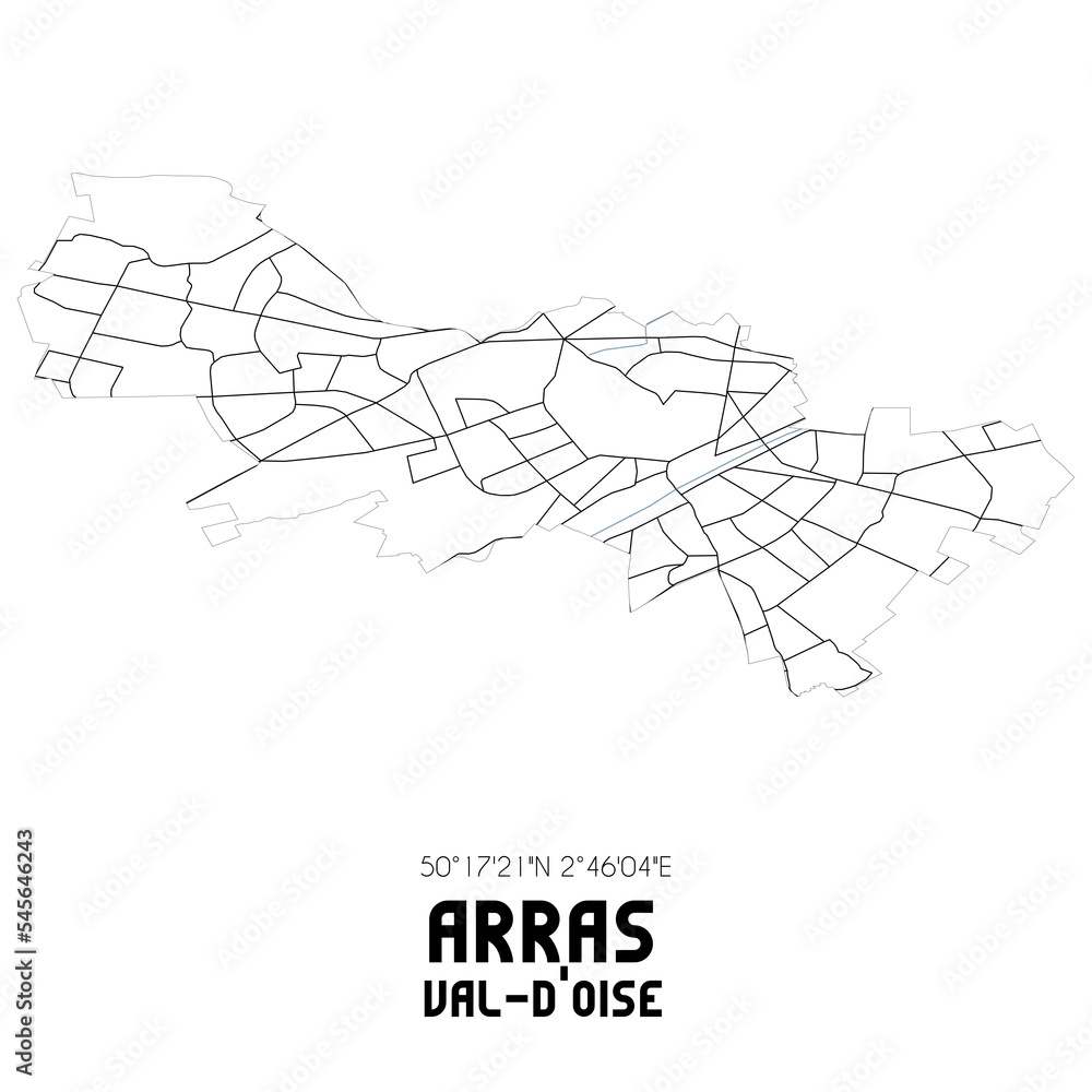 ARRAS Val-d'Oise. Minimalistic street map with black and white lines.