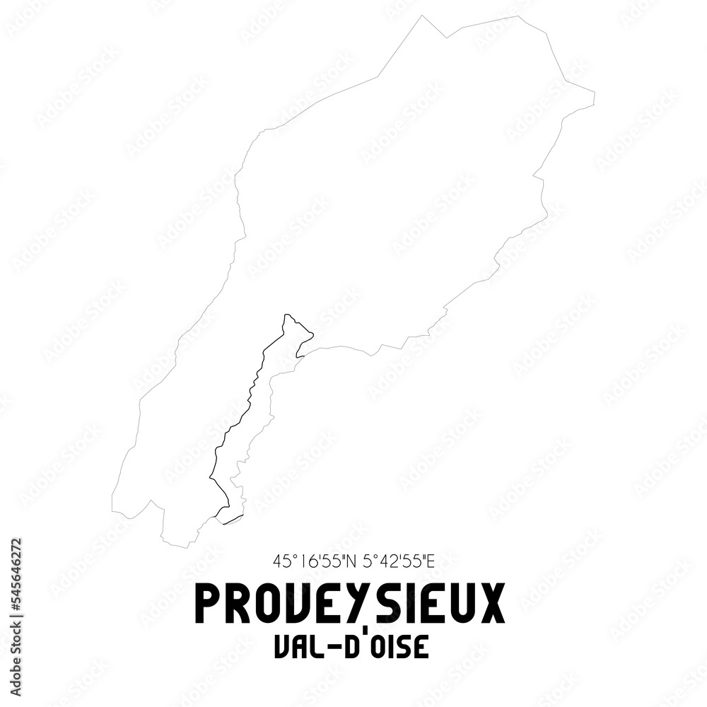 PROVEYSIEUX Val-d'Oise. Minimalistic street map with black and white lines.