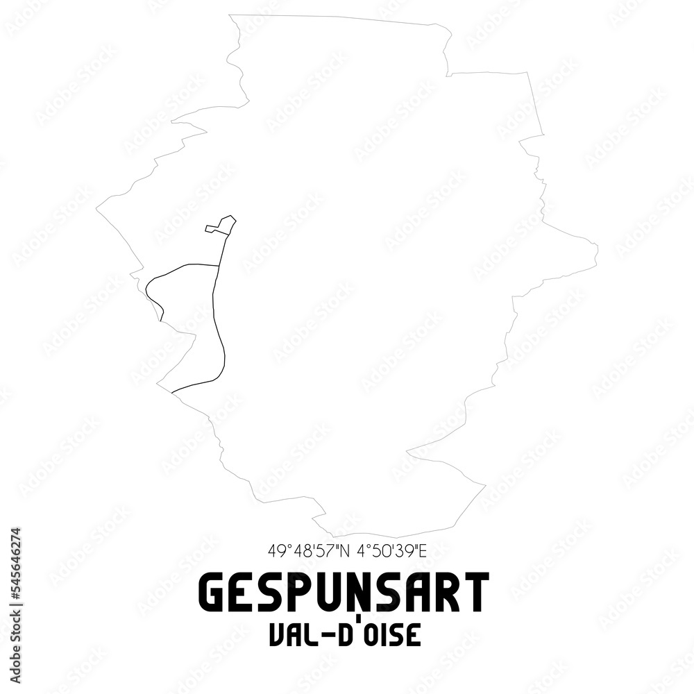 GESPUNSART Val-d'Oise. Minimalistic street map with black and white lines.