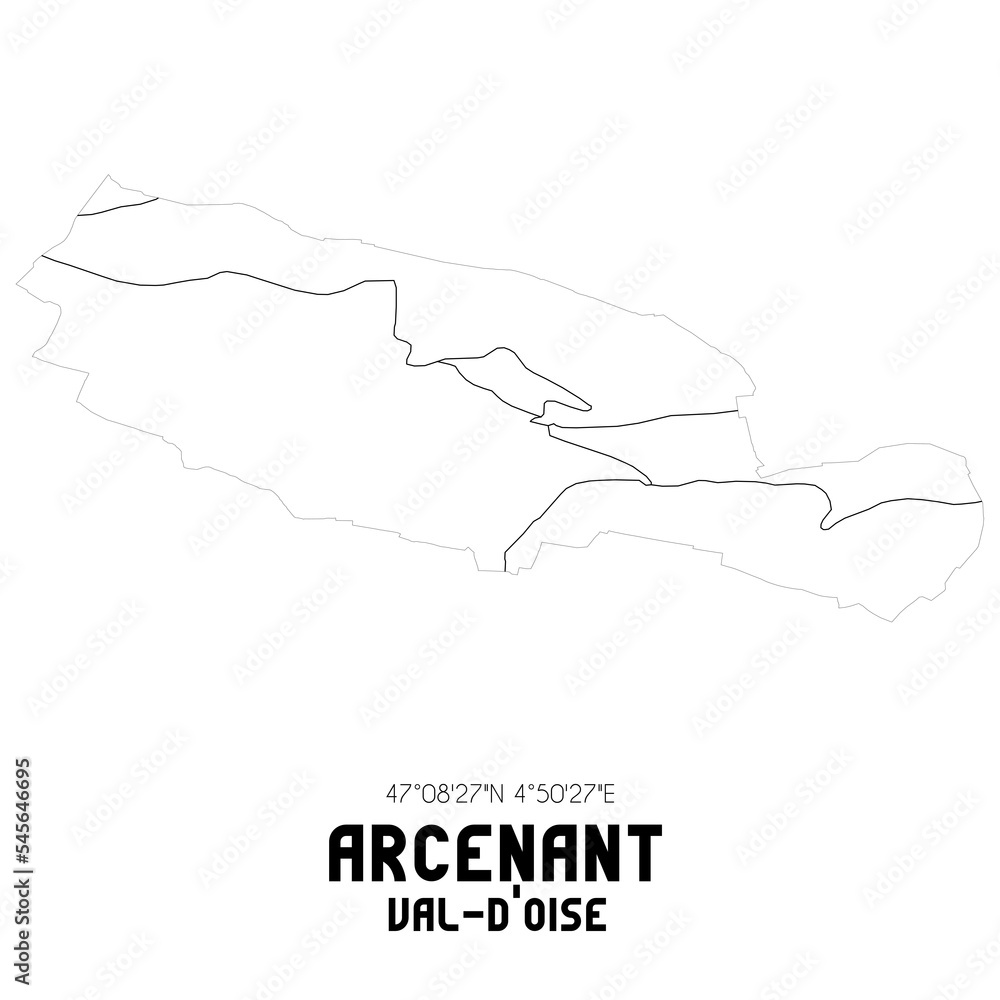 ARCENANT Val-d'Oise. Minimalistic street map with black and white lines. ARCENANT Val-d'Oise. Minimalistic street map with black and white lines.