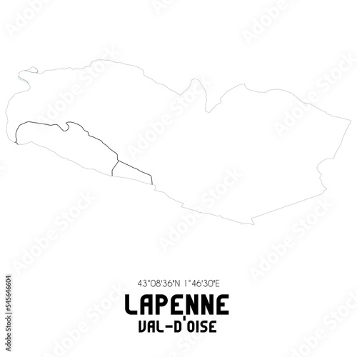 LAPENNE Val-d'Oise. Minimalistic street map with black and white lines.