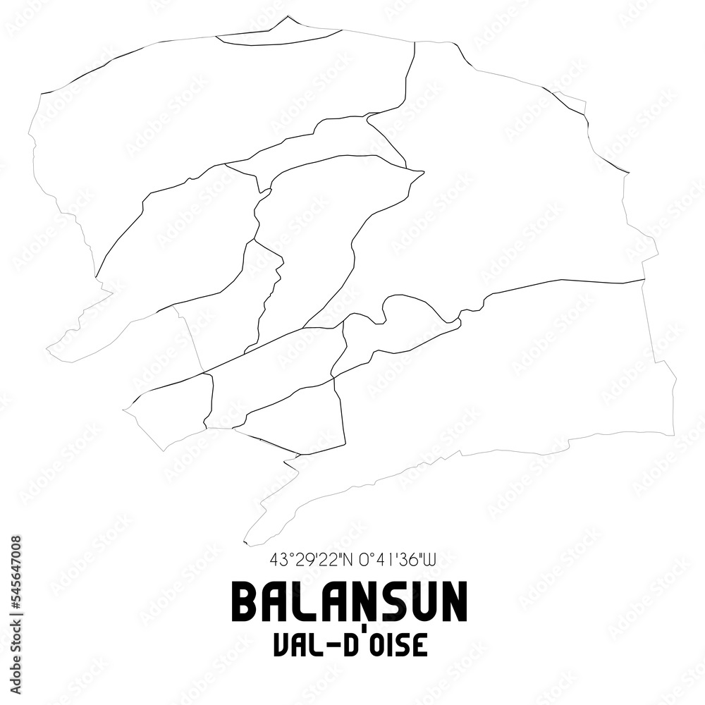 BALANSUN Val-d'Oise. Minimalistic street map with black and white lines.