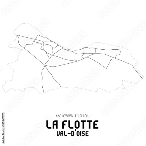 LA FLOTTE Val-d'Oise. Minimalistic street map with black and white lines.