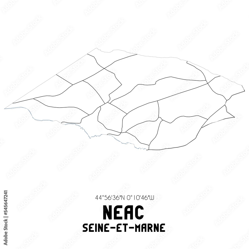 NEAC Seine-et-Marne. Minimalistic street map with black and white lines. NEAC Seine-et-Marne. Minimalistic street map with black and white lines.