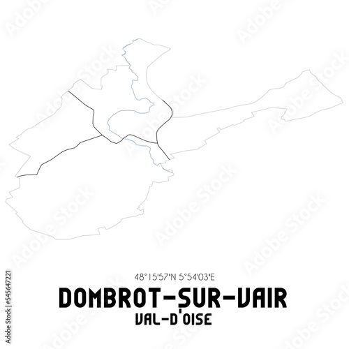 DOMBROT-SUR-VAIR Val-d'Oise. Minimalistic street map with black and white lines.