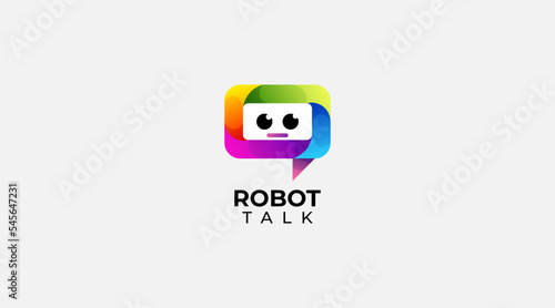 Chat Bot logo design vector illustration