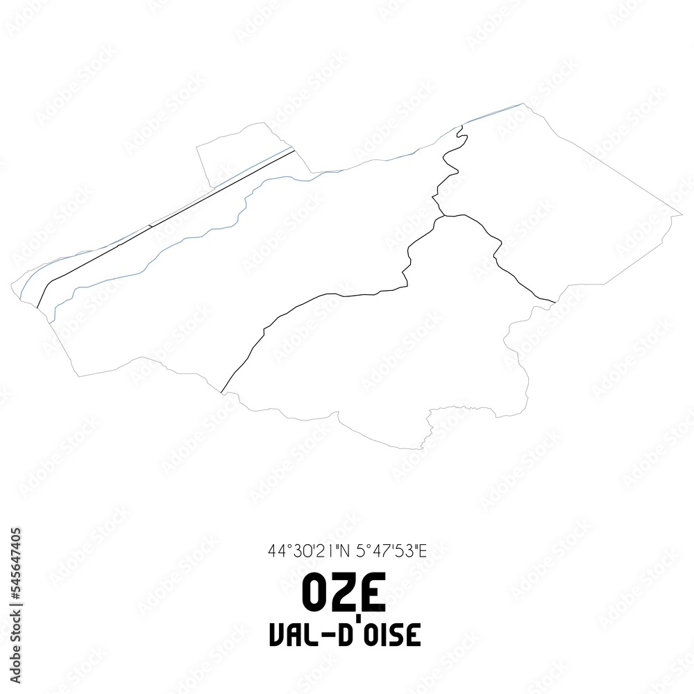 OZE Val-d'Oise. Minimalistic street map with black and white lines.