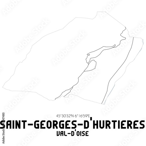 SAINT-GEORGES-D HURTIERES Val-d Oise. Minimalistic street map with black and white lines.