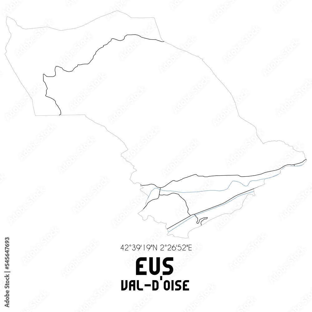 EUS Val-d'Oise. Minimalistic street map with black and white lines.