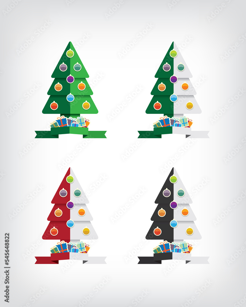 Christmas tree and gifts abstract illustration