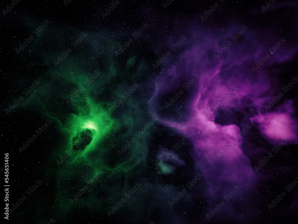 Fototapeta premium Colorful space background with nebula and stars. 3D rendering.