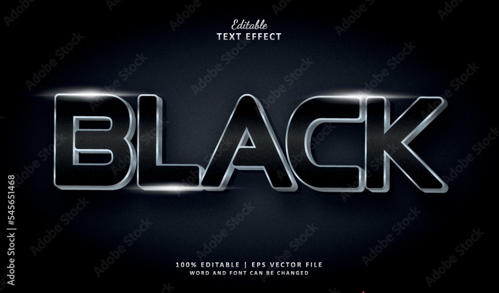 Black edutable text effect stylr luxury Stock Vector | Adobe Stock