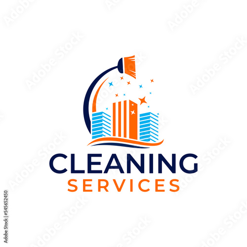 building cleaning service logo template vector illustration
