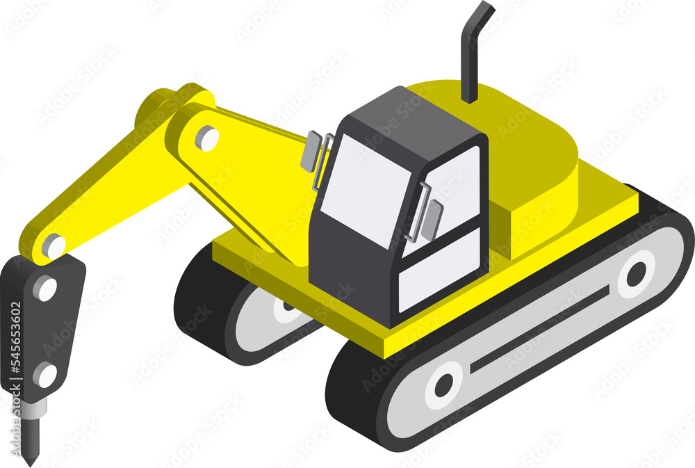 Fototapeta premium drill car illustration in 3D isometric style