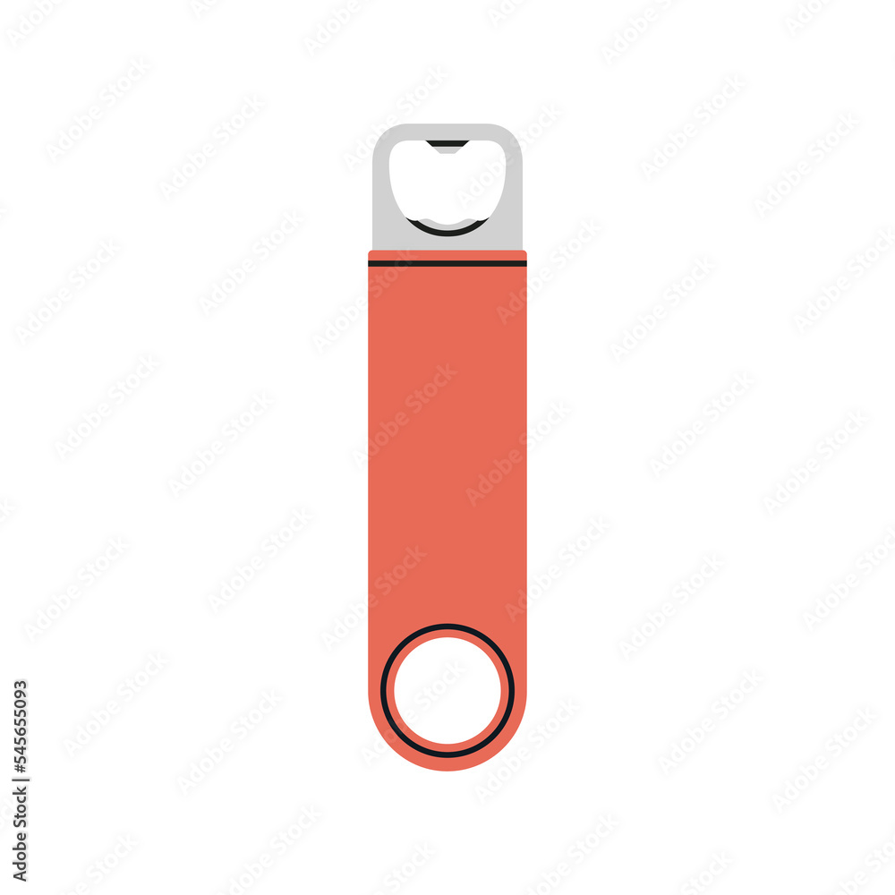 Poster with a bottle opener - bartender tool. Hand drawn vector illustration isolated on white background. Icon. Cocktail shaker bar equipment. Party concept Poster with a bottle opener - bartender tool. Hand drawn vector illustration isolated on white background. Icon. Cocktail shaker bar equipment. Party concept