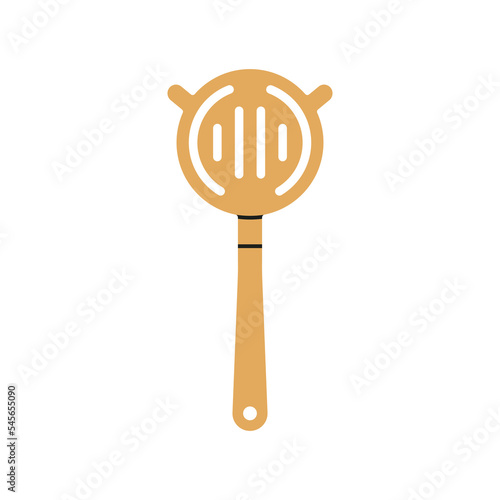Poster with a Hawthorne strainer - bartender tool. Hand drawn vector illustration isolated on white background. Icon. Cocktail shaker bar equipment. Party concept