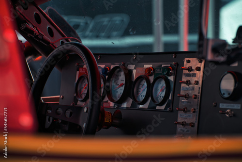 cockpit of a car