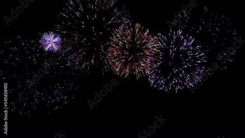 Seamless loop fireworks celebration, transparent background.