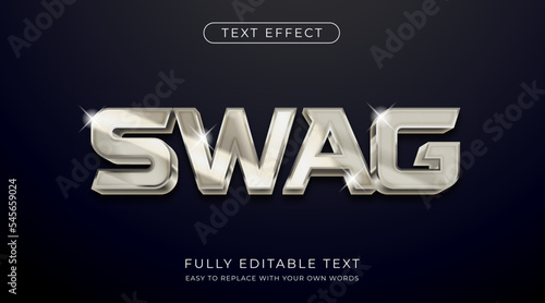 Silver Shinny text effect. Editable font style