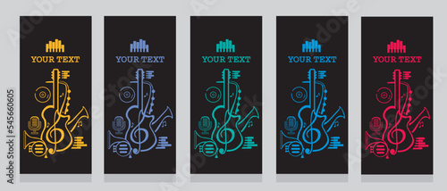 Vector graphics. Template for text. Musical theme. Color options