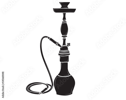 Black silhouette  of Turkish hookah in isolate on white background.Vector illustration.