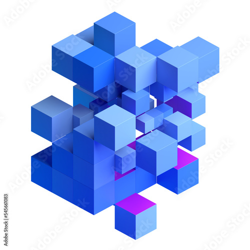 Blue cubes, 3d render