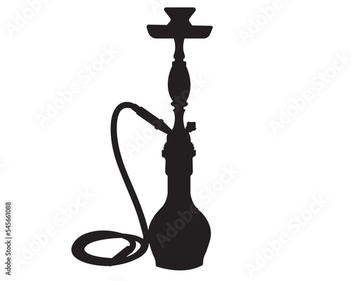 Black silhouette  of Turkish hookah in isolate on white background.Vector illustration.
