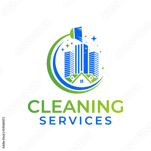 Cleaning Service house and building Logodesign template Vector illustration