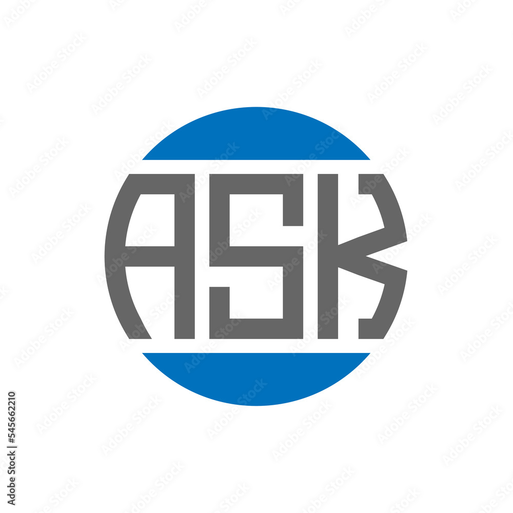 ASK letter logo design on white background. ASK creative initials circle logo concept. ASK letter design.