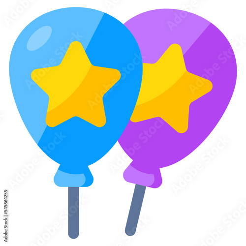 Balloons Vector icon, decorative accessory