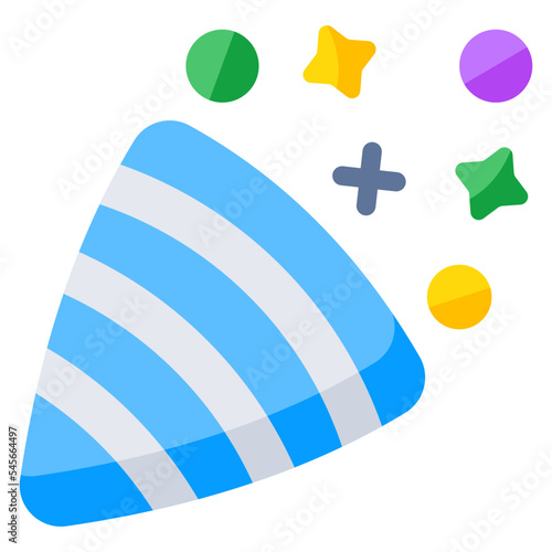 A flat design icon of popper