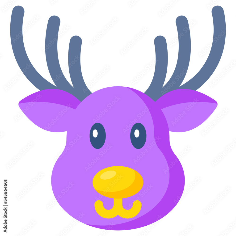 A flat design icon of reindeer A flat design icon of reindeer
