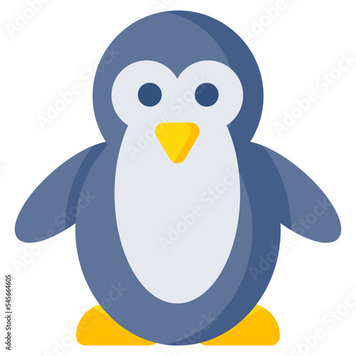 A flat design icon of penguin 