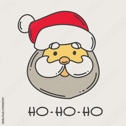 Doodle Santa Claus head icon. Christmas colorful