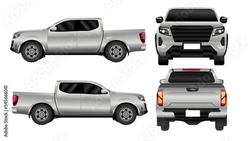 Vector pickup truck with white background