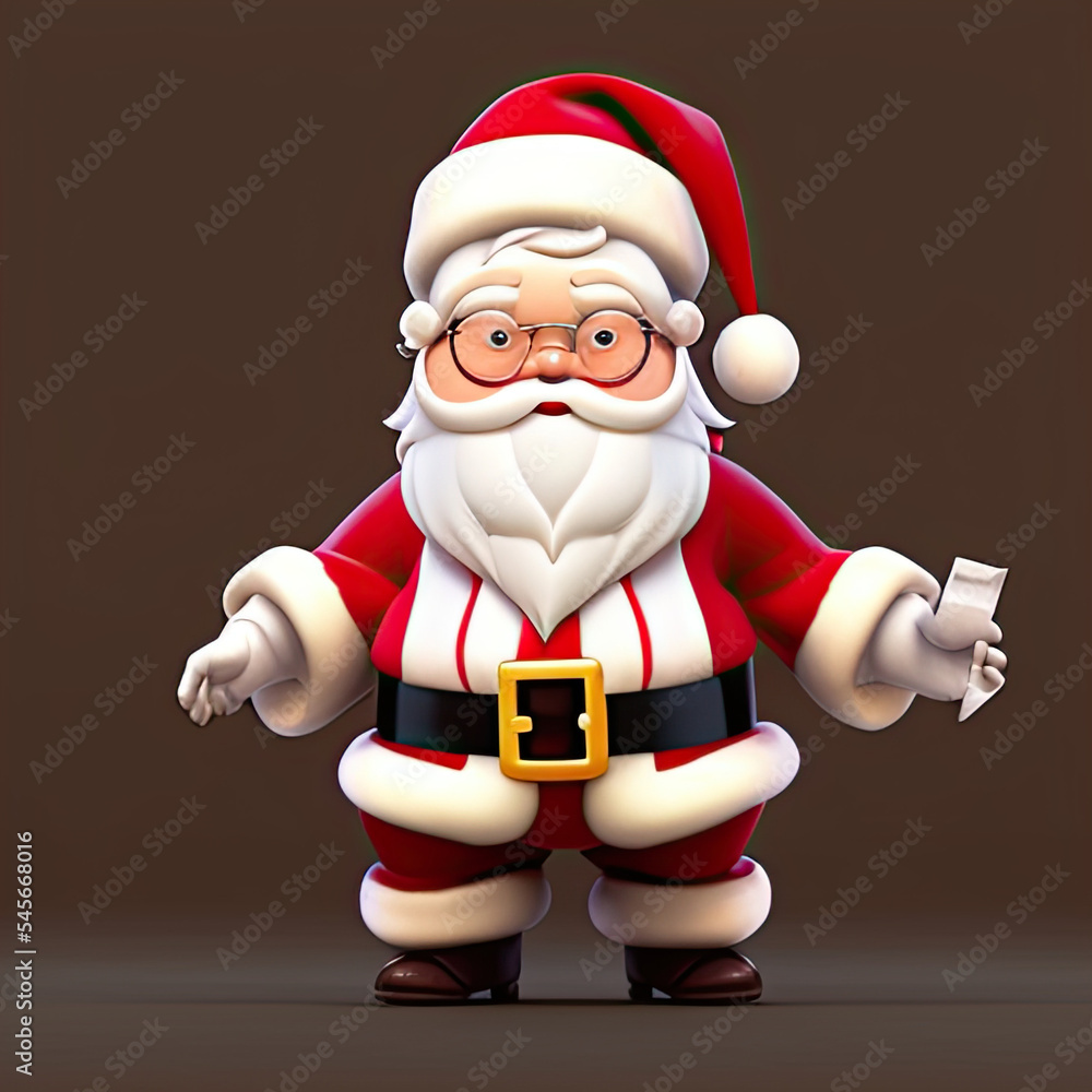 3D render of a miniature Santa Claus 3D render of a miniature Santa Claus