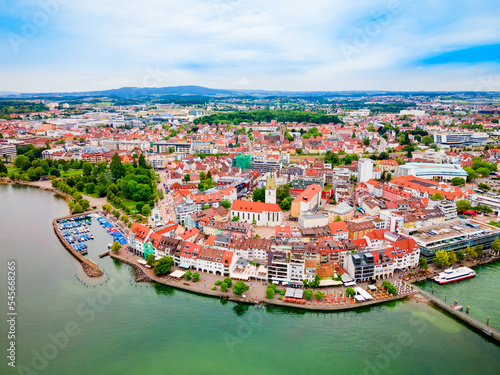 Friedrichshafen aerial panoramic view in Bavaria, Germany