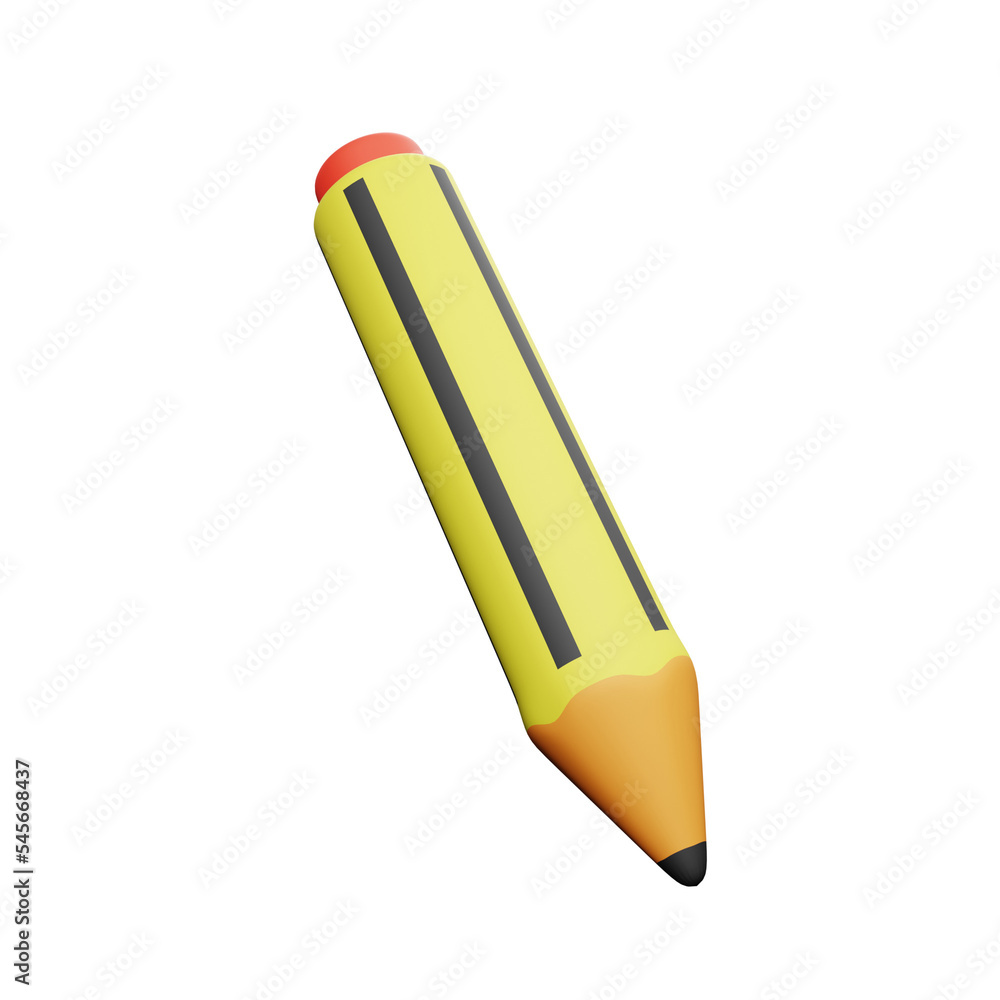PNG 3d rendering of school pencil for your content asset needs