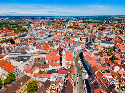 Augsburg old town aerial panoramic view